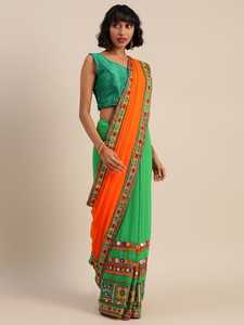 Saree Designer Miroir Travail Fleur Conception Doux Soie Tissu Impression Numérique Marron Couleur Sari avec Blouse Inde Apparelgarment - Product Image 4