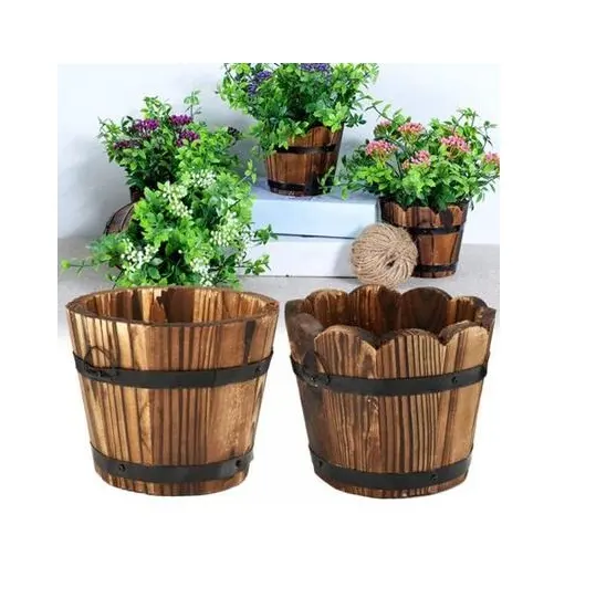 Mango Holz Blumentopf und Eimer Form und mittelgroß und Pflanz gefäße Garten und Balkon verwenden Topf für wasserfest