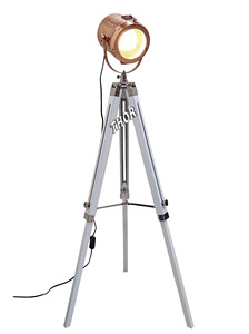 Projecteur de décoration d'intérieur industriel moderne luminaires LED en bois et cuivre Edison ampoule trépied lampadaire pour accessoires de cinéma - Product Image 3