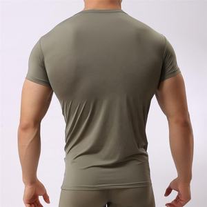 Camiseta ajustada superventas de 2025, Camiseta de algodón ajustada en blanco liso para hombre, Camiseta deportiva con estampado personalizado para hombre - Product Image 3