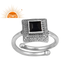 Bague en pierre d'onyx noire naturelle, argent sterling 925, vente en gros, style Vintage, fournisseur de bijoux - Product Image 1