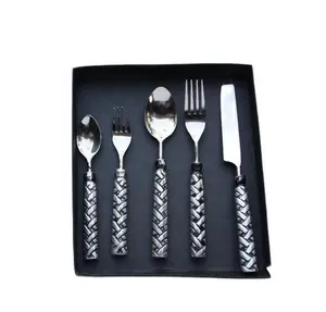 Hand Made Steel Cutlery Set In Mirror Polish Tableware Dinner Ware Set of 5 pcs Metal Cutlery Flat Ware