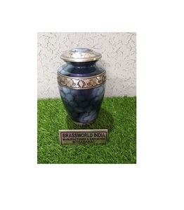 URNE BLEU NUISÉ par Brassworld Inde Fournitures funéraires en métal de style américain pour cendres adultes pour restes humains adultes - Product Image 1