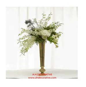 Altın antika çiçek zemin çiçek vazo masa Centerpieces için toptan fiyat Metal için küçük vazo düğün zemin