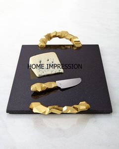 Stylish Fancy <b>Round</b> Luxury <b>Marble</b> Serving <b>Trays</b> Unfinished <b>Tray</b> <b>Round</b> Agate New Gold Handles <b>Marble</b> <b>Tray</b> Wholesale Suppliers - Product Image 3