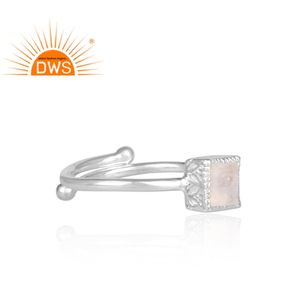 Anillo cuadrado con piedra lunar de arco iris para niñas, joyería llamativa, fabricante de joyería - Product Image 3