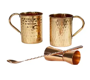 Taza clásica de mula de cobre martillado de Moscú, taza de acero inoxidable con cobre, oferta