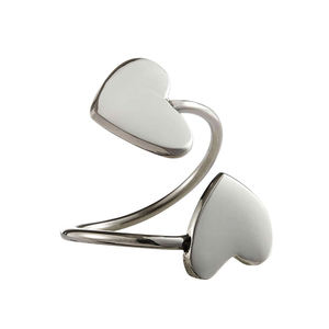 Rond de serviette coeur en argent, Rond de serviette en laiton pur, Anneau de serviette en laiton massif - Product Image 1