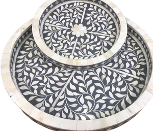 Jaju plateau de service en bois de luxe, incrustation de perles, accessoires de salle de bains, plateau de service fait à la main, cadeau du Ramadan aïd - Product Image 2