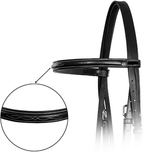 Brida anatómica de doma occidental personalizable con banda nasal de carreras de cuero acolchado suave y características de manivela - Product Image 2