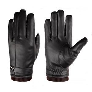 Guantes de cuero genuino para hombre, de moda, cálidos, cómodos, para invierno, para conducir - Product Image 1