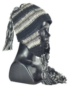 Bonnet tressé Mohawk pour femme, tricot à la mode, avec glands, HHWTH 002 D - Product Image 1