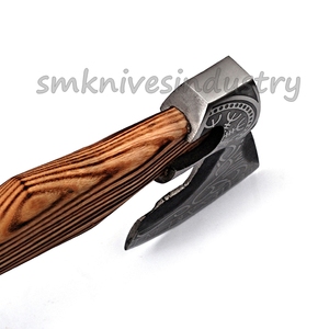 Hacha de Damasco personalizada hecha a mano, 16 pulgadas, mango de madera teñida, hacha bonita (Smk1941) - Product Image 3