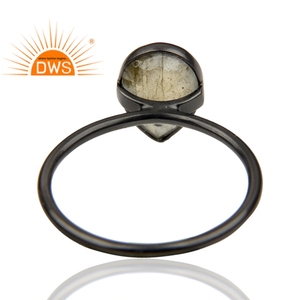 Bague en argent noir Rhodium 925 pour femme, vente en gros, ensemble de bijoux, Labradorite, pierre précieuse, fabrication de bagues - Product Image 4