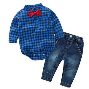Conjunto Vintage para niños a precios competitivos de Bangladesh YD Woven Check Shirt & Jeans Pant Efecto de lavado suave para niños de todas las edades - Product Image 4