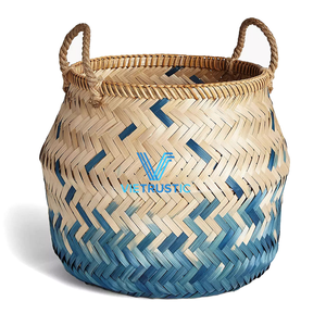 Panier de rangement multifonctionnel rustique en bambou et rotin, écologique, design tendance, fait à la main, capacité de 3 à 6 L, pour l'organisation de la maison - Product Image 2