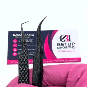 Pince à épiler professionnelle pour extensions de cils, nouvelle, à 90 degrés, noire, avec poignée diamantée scintillante, courbe arrondie, en acier inoxydable, outil de beauté - Product Image 1