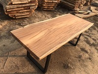 Table à manger extensible et pliable en bois massif à bord naturel, design moderne, mobilier pour la maison, appartement, cuisine, salon, bureau à domicile