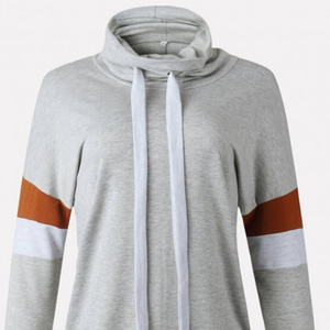Sudaderas con capucha informales para mujer con rayas de manga larga y bolsillos lisos de moda bordados de talla grande moda de otoño - Product Image 2