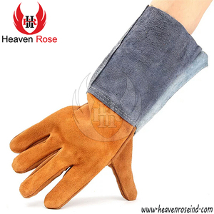 Guantes de soldadura de alta calidad hechos a medida, soldadores, Trabajo, jardín, guantes de cuero de vaca suave - Product Image 4
