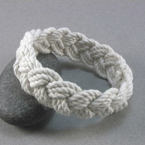 Pulsera de cuerda de algodón, brazalete náutico con nudo de cabeza turca, color blanco, 100 - Product Image 1