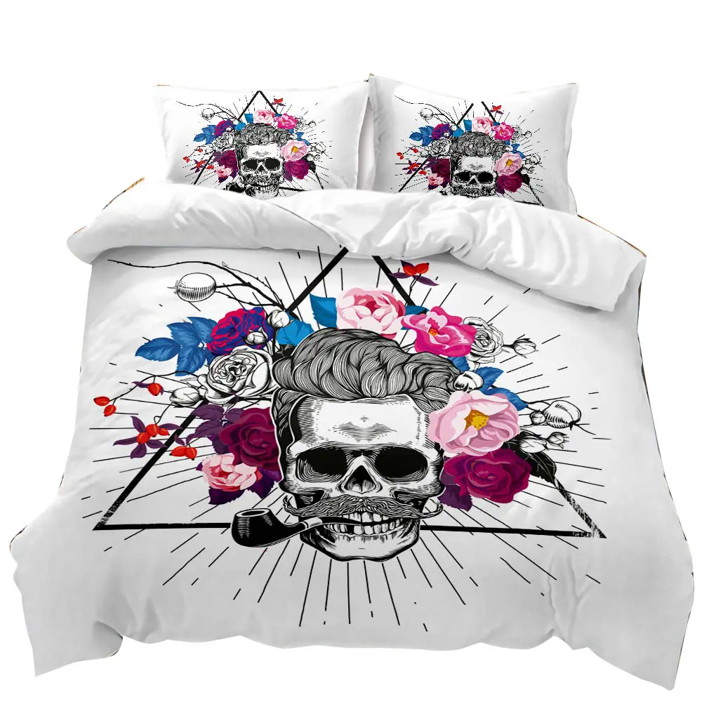 IDOTEX Dropshipping New style 3D printed black Corpse polyester fiber 3-piece comforter twin king queen size Skull Bedding Set