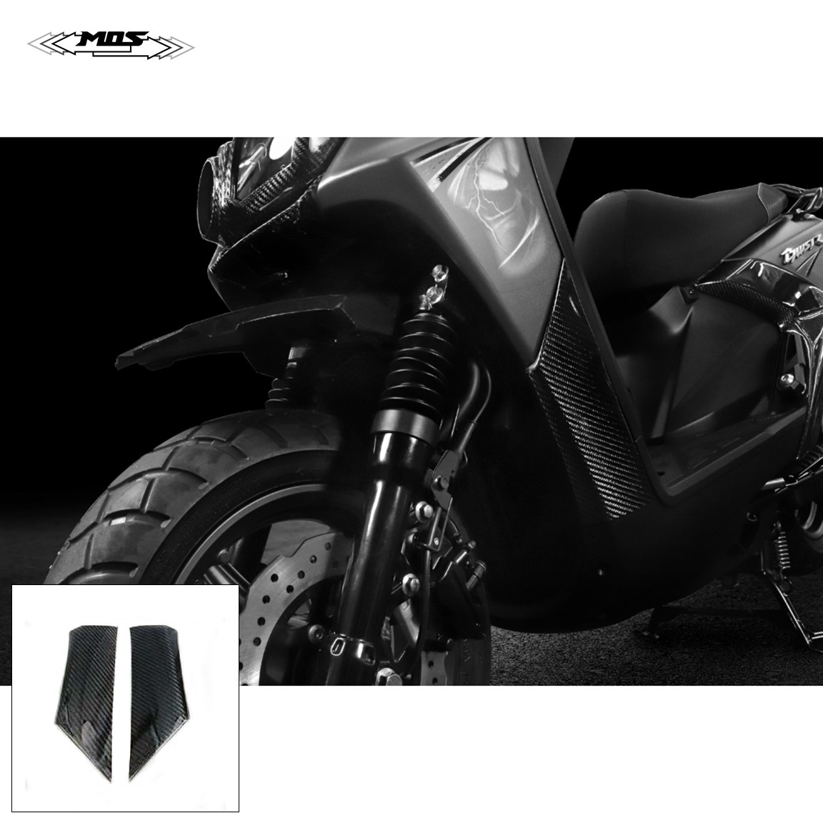 Боковые передние крышки MOS из углеродного волокна для Yamaha Zuma 125 2016-2020 BWS Fi 125
