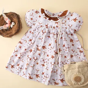 Cotton printed lace girls dresses OEM ODM casual dress wholesale children clothing - BB2344