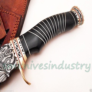 Lima de latón Damasco hecha a mano con mango de trabajo, cuchillo bonito con Funda de cuero (smk1296) - Product Image 5