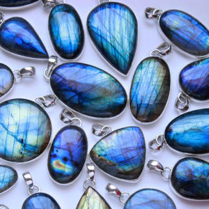 925 Sterling Silver <b>Bracelet</b> <b>Moon</b> Ring with Natural Faceted Blue Labradorite Open Glass Pendant Gemstone Nontoxic Eco-Friendly - Product Image 3