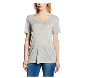 Ropa de mujer Camisetas Manga corta Algodón Poliéster Verano Ropa casual Cuello redondo Camisetas de color negro a la venta - Product Image 5