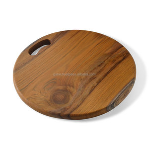 Tabla de cortar de teca redonda, madera maciza, hecha a mano, modelo HD70785 - Product Image 3