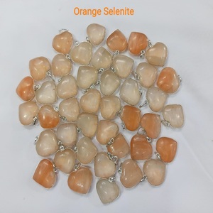 จี้หินอาเกตคริสตัลจากเซเลนไนต์ชุบโลหะด้วยไฟฟ้าขอบเงินรูปหัวใจงานหัตถกรรมหินกึ่งมีค่าสีส้ม - Product Image 2