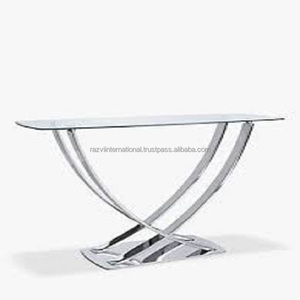 Mesa de consola de acero inoxidable niquelada mesas de consola elegantes - Product Image 5