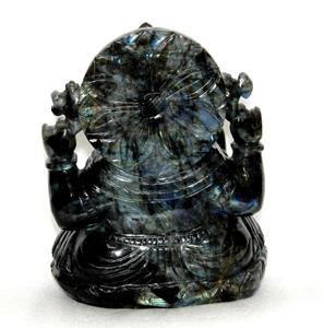 ร้อนขาย2022ซื้อ Ganesha ประติมากรรมลาบราดอไรต์มือแกะสลักรูปปั้น Piedras Naturales คริสตัลบำบัดหิน - Product Image 4