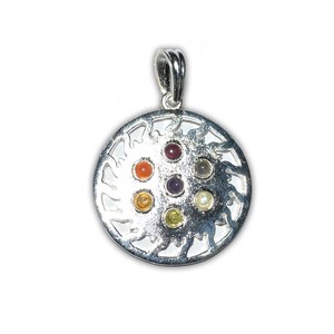 Pendentif collier gravé en gros | Laher Sun Chakra Pendentifs en métal Pendentif en pierre d'agate naturelle - Product Image 1
