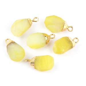 Connecteur en Agate naturelle, couleur citron, or, 10-12mm, pendentif à boucle unique - Product Image 1