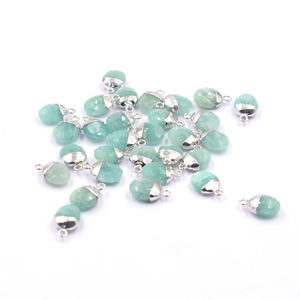 จี้เงินชุบรูปไข่ขนาด 12-14 มม. ทำจากอเมซอนไนต์ พร้อมห่วงสำหรับทำเครื่องประดับจากหินธรรมชาติ - Product Image 4