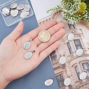 925 Plata de fundición de Metal superior mayorista colgante 15X25 MM liso Oval encanto Collet en blanco ajuste encontrar bucle bien de fabricación de la joyería - Product Image 3