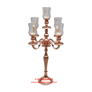 Candelabros de 5 brazos galvanizados de plata para centro de mesa de boda candelabro hecho a mano de diseño único para decoración de sala de estar - Product Image 6