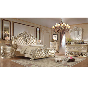 De estilo italiano, Reina tamaño dormitorio muebles de alta calidad de madera de teca muebles de dormitorio antiguo tallada a mano clásica juego de dormitorio - Product Image 1