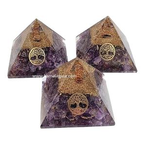 Améthyste Arbre de Vie Cristal Orgone Pyramide Pierre Semi-Précieuse Artisanat pour la Protection des CEM et la Guérison Reiki avec Cuivre Métal - Product Image 1