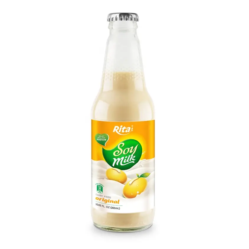 Best Quality Good Taste Nutrient Dense Drink Supplier 300ml Glass Bottle Soya Milk Gluten Free Plant-Based