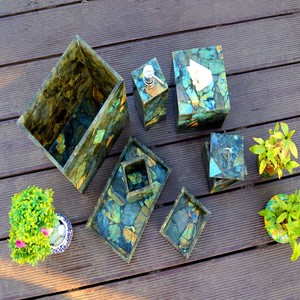 Natural Labradorite Crystal <b>bathroom</b> <b>set</b> Gemstone <b>Accessories</b> Polished Stone <b>Set</b> Bulk Wholesale Supplier Gift Item - Product Image 6