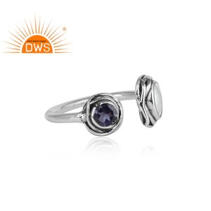 Bague ajustable en argent Sterling 925, perle blanche naturelle, pierre précieuse, irolite, vente en gros, offre spéciale - Product Image 3