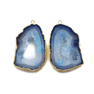 Boucles d'oreilles en plaqué or, connecteurs, bijoux, tranche de géode, agate, connecteurs druzy, bricolage, paires de bijoux pour femmes - Product Image 1