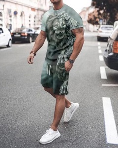 Conjunto de ropa deportiva para hombre, camisetas y pantalones cortos de Color sólido y logotipo personalizado, conjunto de verano - Product Image 5