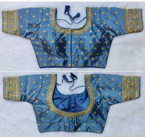 Blouse de travail en soie brodée Readymade Saree - Product Image 6