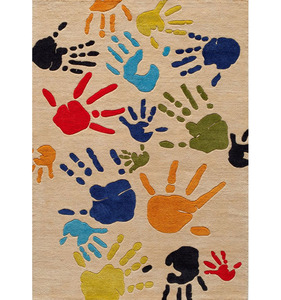 Precio de fábrica, Alfombra de lana hecha a mano, patrón abstracto colorido, alfombra acolchada para habitación de niños para uso doméstico para niños - Product Image 3
