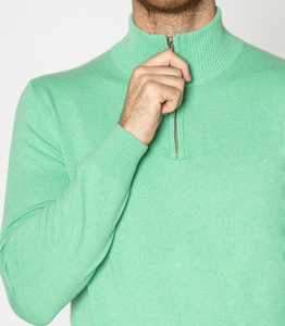 Maglioncino da camionista 100% Cashmere a manica lunga invernale verde chiaro per gli uomini - Product Image 5